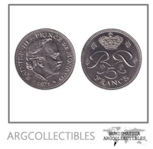 Monaco Moneda 5 Francos 1971 Cuproniquel KM-150 AU