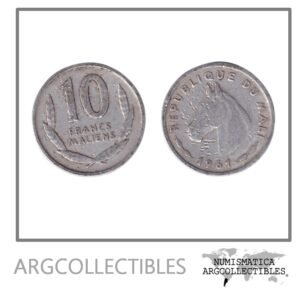 Mali Moneda 10 Francos 1961 Caballo Aluminio KM-2 F+
