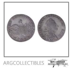 Alemania (Prussia) Moneda 1 Thaler 1784 A Plata 750 Rey Federico II KM-332 VF