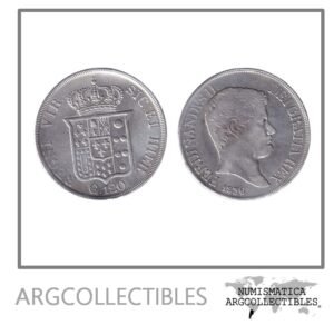 Italia (Sicilia) Moneda 120 Grana 1836 Plata 833 Rey Fernando II KM-325 VF+