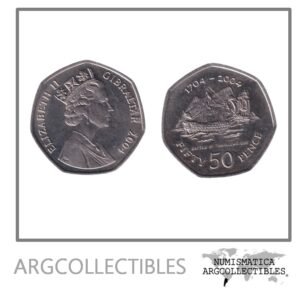 Gibraltar Moneda 50 Pence 2004 Batalla Trafalgar Cuproniquel KM-1050 UNC