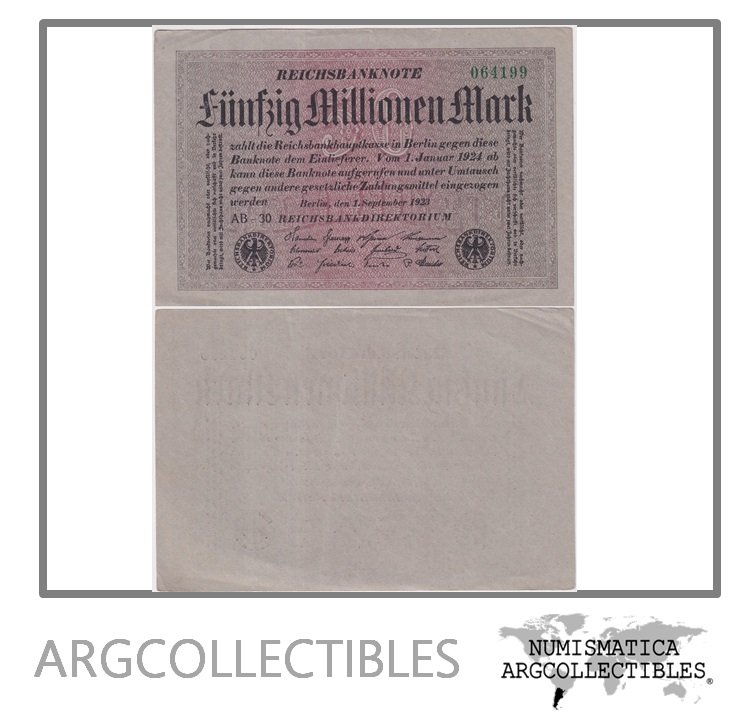 Alemania Billete 50.000.000 Marcos 1923 P-109a AU (Papel Gris)