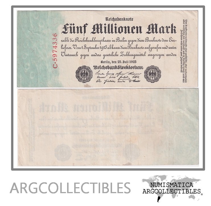 Alemania Billete 5.000.000 1923 Marcos P-95 XF