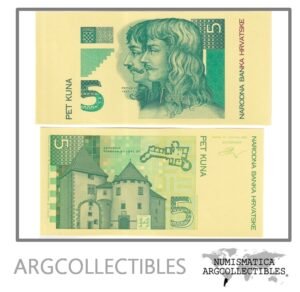 Croacia Billete 5  Kuna 1993 P-28 UNC (Proof Color)