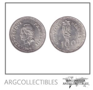 Nuevas Hebridas Moneda 100 Francos 1966 Plata 835 KM-1 UNC