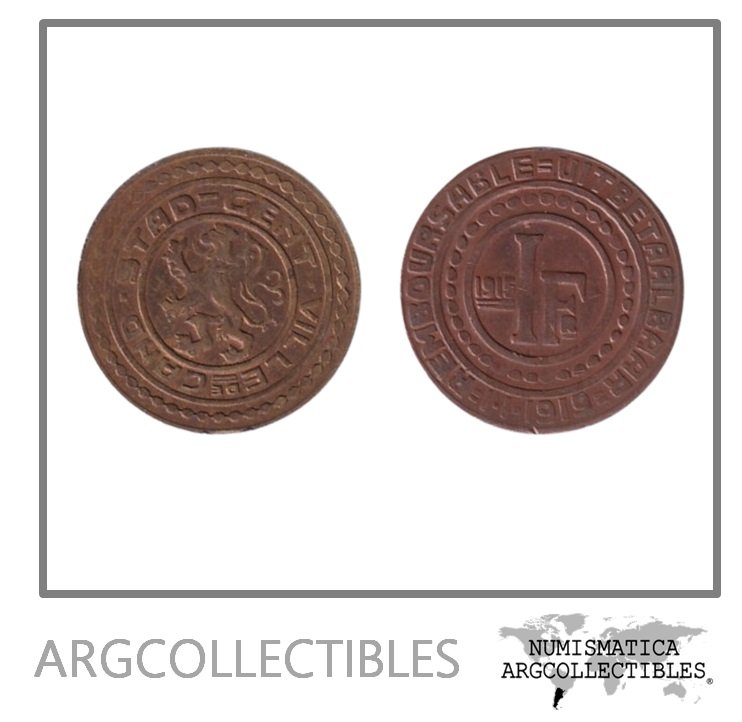 Belgica Moneda 1 Franco 1915 (Laton) Hierro Gent Ocupacion Alemana KM-TN2 AU