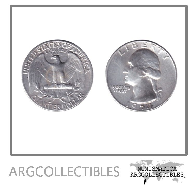 USA Moneda 1/4 Dolar 1954 Plata 900 KM-164 XF
