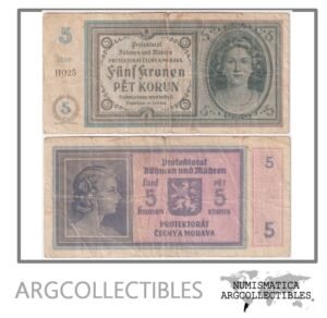 Bohemia y Moravia Billete 5 Korun 1942 P-4 F