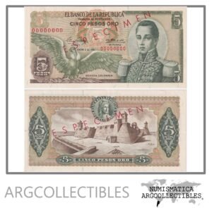 Colombia Billete 5 Pesos 1961 P-406s AU (Pin Hole)