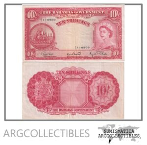 Bahamas Billete 10 Shillings 1953 P-14d VF+