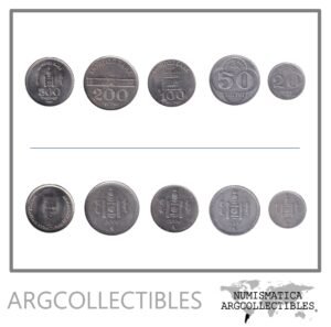 Mongolia Moneda Set x 5 1994-2001 / 20-50-100-200-500 Tugrik UNC/XF+