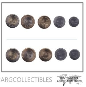 India Set x 5 Monedas 2022-2023 75 Aniversario Independencia UNC