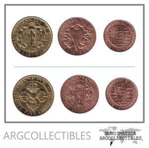 Bhutan Moneda Set x 3 1979 / 5-10-25 Chetrums Acero UNC